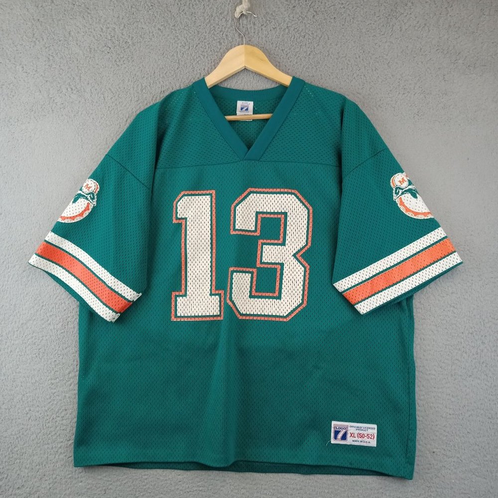 LOGO 7 Teal Miami Dolphins Style Jersey with White and Orange Accents